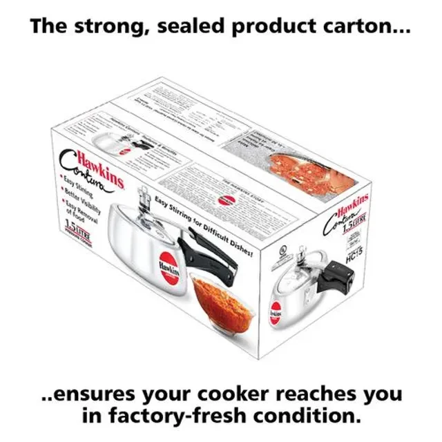 Hawkins Contura Aluminium Pressure Inner Lid Pressure Cooker - Bakelite Handle, Silver, HC15, 1.5 l-3.webp